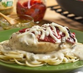 Pesto Chicken with Roasted Peppers & Mozzarella