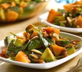 Avocado Melon Salad & Picante Honey Dressing
