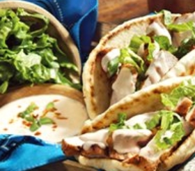 Grilled Pork in Pita with Tzatziki Sauce