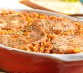 Pork Chop & Spanish Rice Bake