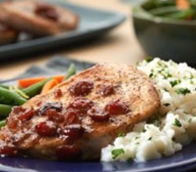 Pork Chops with Cranberry Balsamic Sauce