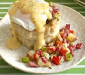 Red Potato-Corned Beef Hash and Eggs in Puff Pastry Shells